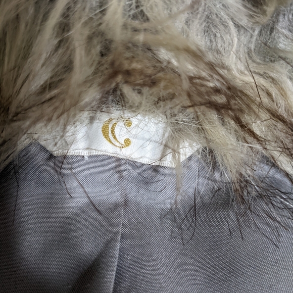 Faux Fur Vest S/M Cream Brown Gray Open Cardigan Pockets Fall Winter Layering - Picture 8 of 12